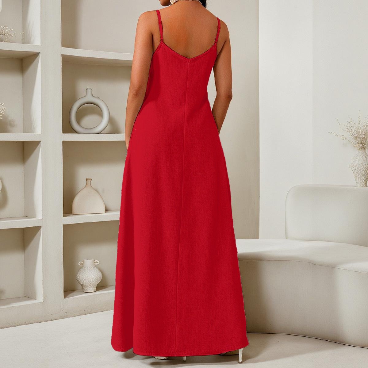 All-Over Print Women's Elegant V-Neck Maxi Dress - Image 2