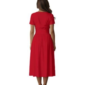 All-over Print Women's Short Sleeve V Neck Midi Dress