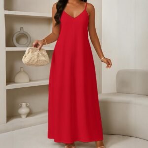 All-Over Print Women's Elegant V-Neck Maxi Dress