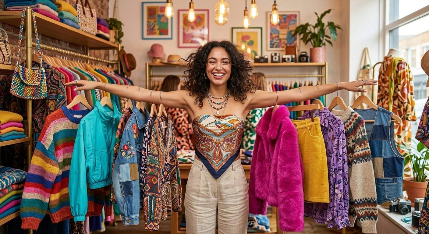 Vibrant boutique interior filled with colorful fashion
