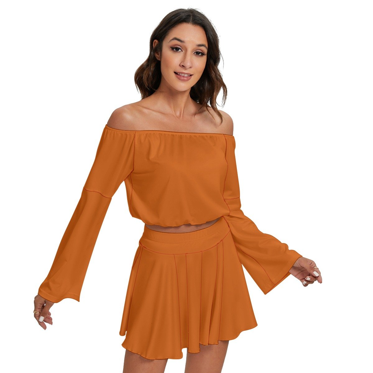 Off-shoulder Top And Skirt Set - Image 4