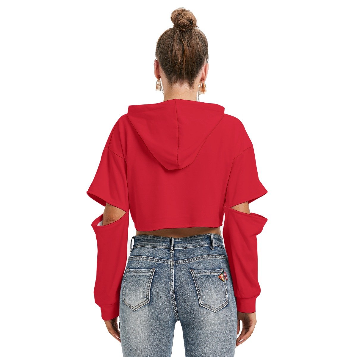 Fleece Hoodie With Hollow Out Sleeve - Image 4