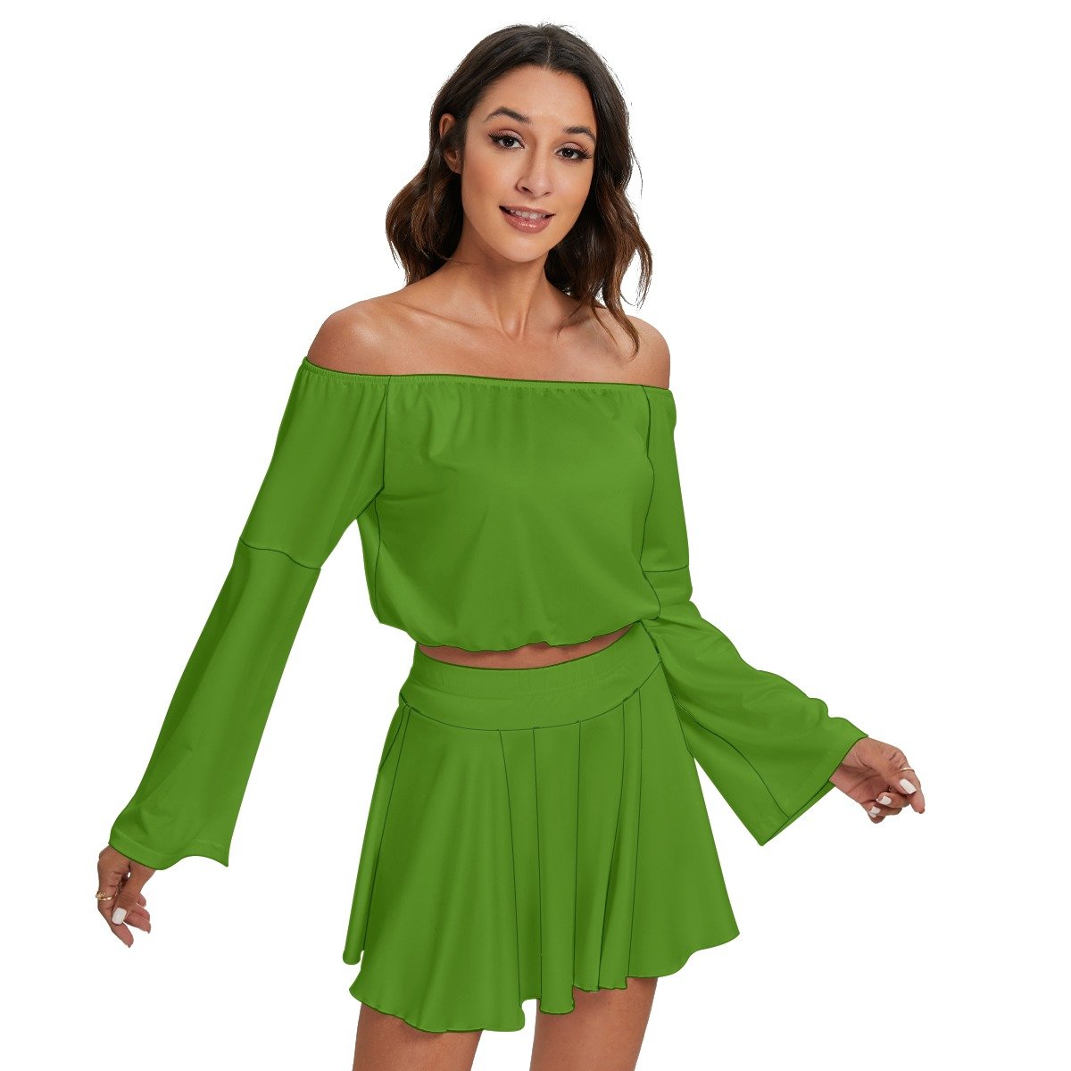 Off-shoulder Top And Skirt Set - Image 2