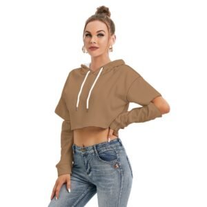 Heavy Fleece Hoodie With Hollow Out Sleeve