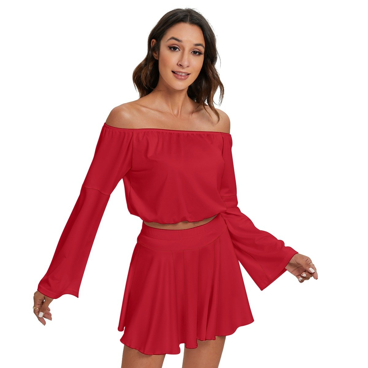 Off-shoulder Top And Skirt Set - Image 3