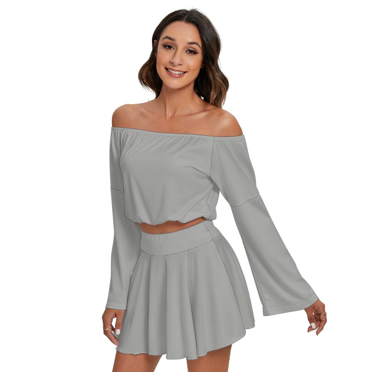 Off-shoulder Top And Skirt Set - Image 2