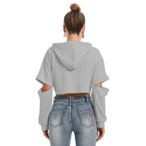 Fleece Hoodie With Hollow Out Sleeve