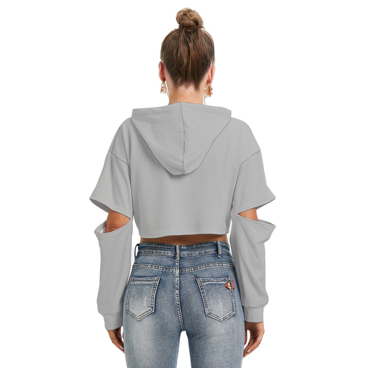 Fleece Hoodie With Hollow Out Sleeve