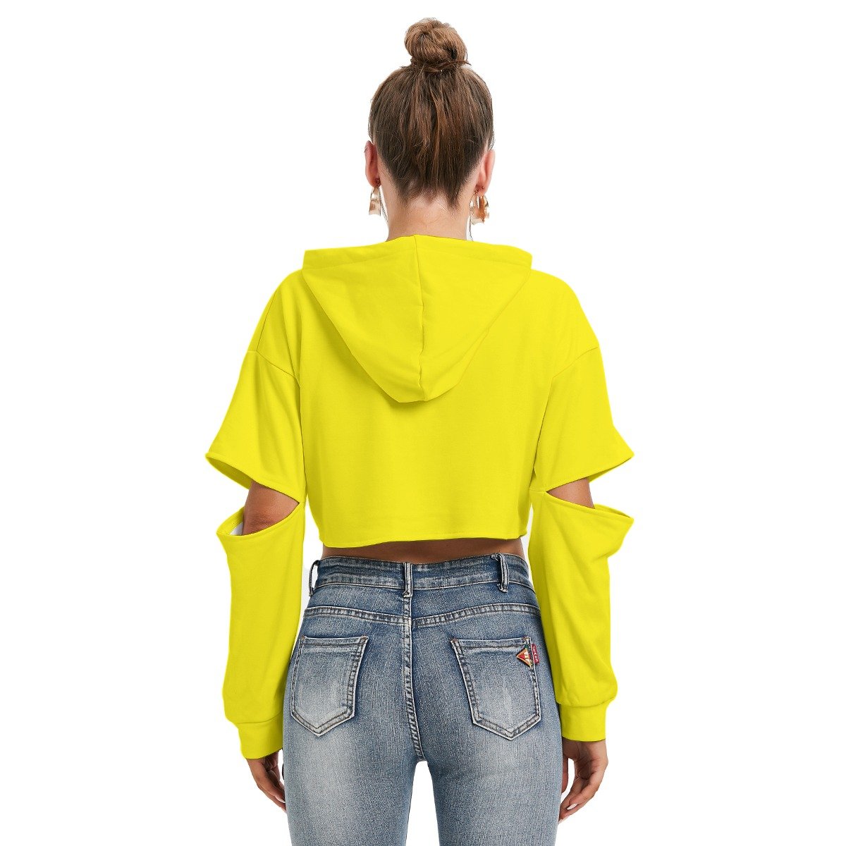 Fleece Hoodie With Hollow Out Sleeve - Image 4