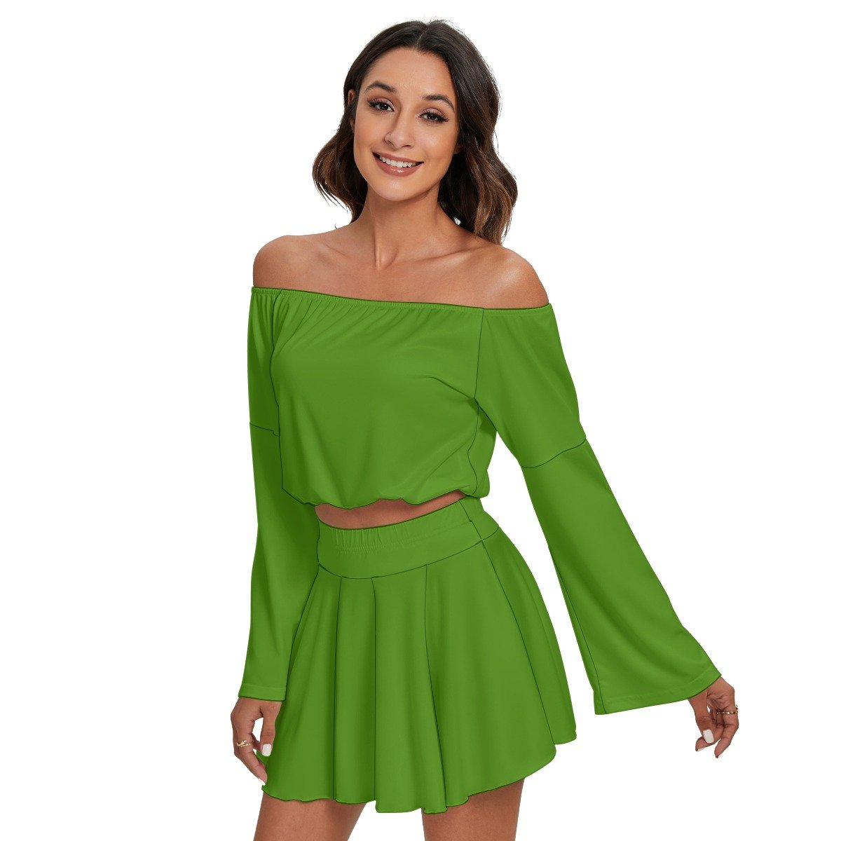 Off-shoulder Top And Skirt Set - Image 3