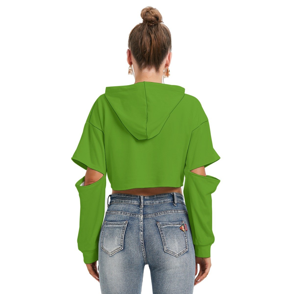 Fleece Hoodie With Hollow Out Sleeve - Image 4