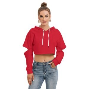 Fleece Hoodie With Hollow Out Sleeve