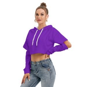 Fleece Hoodie With Hollow Out Sleeve