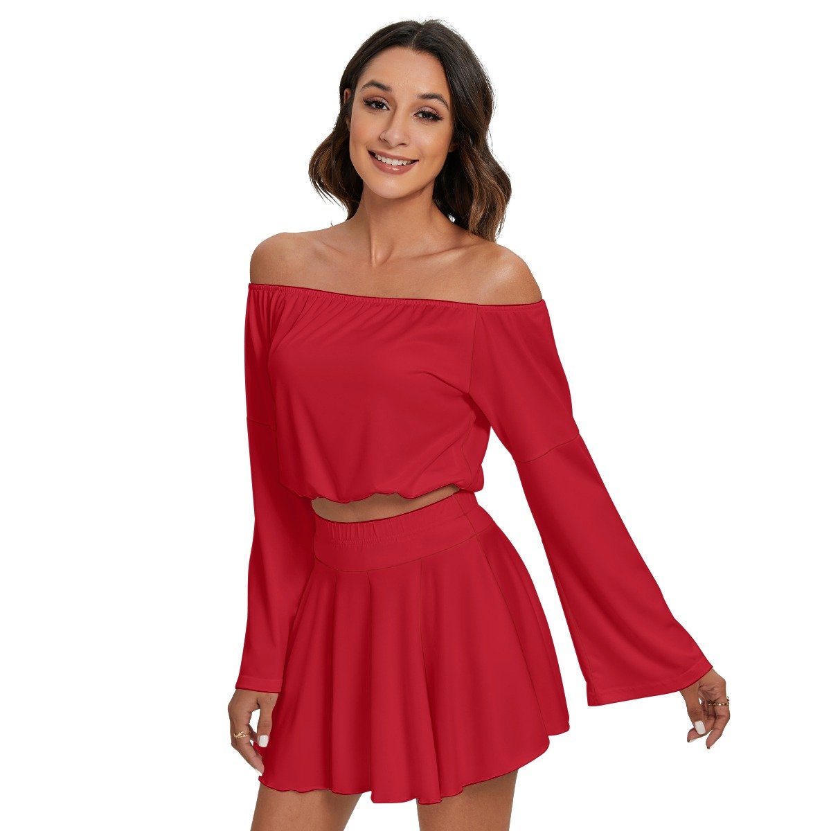 Off-shoulder Top And Skirt Set - Image 4