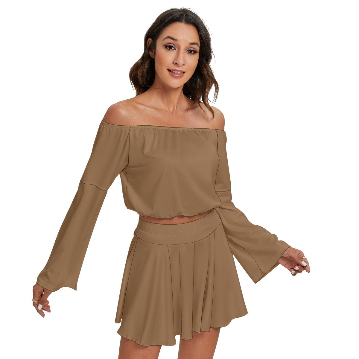 Off-shoulder Top And Skirt Set - Image 2