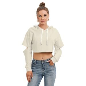 Fleece Hoodie With Hollow Out Sleeve