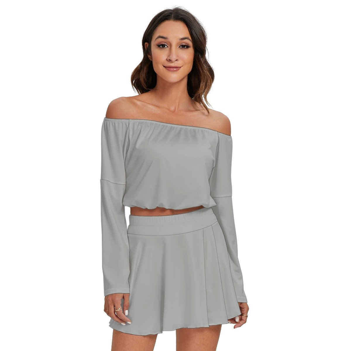 Off-shoulder Top And Skirt Set - Image 4