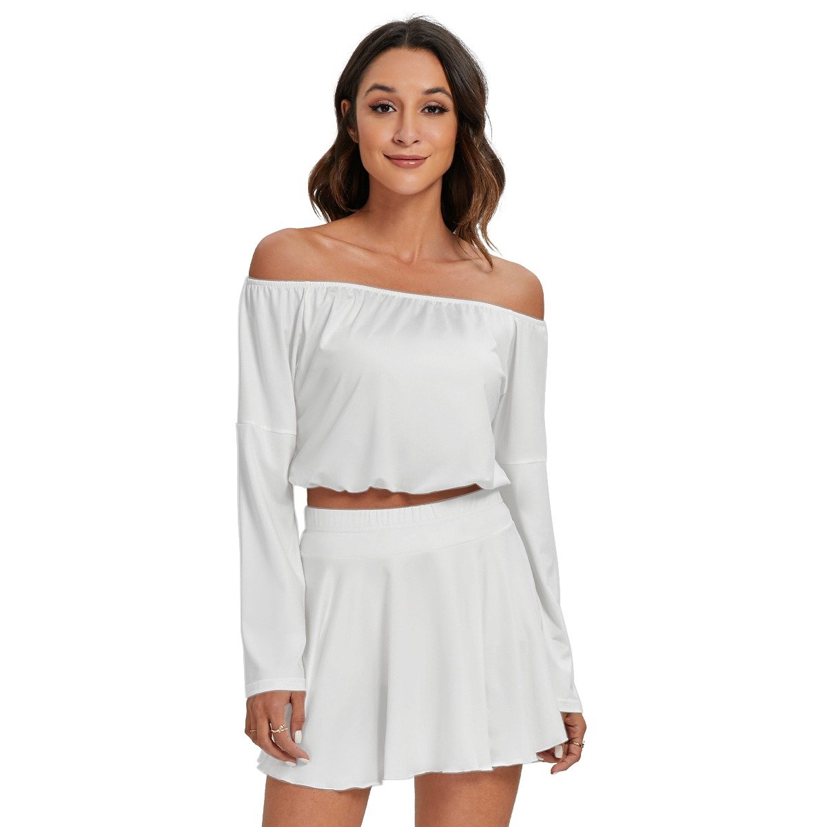 Off-shoulder Top And Skirt Set