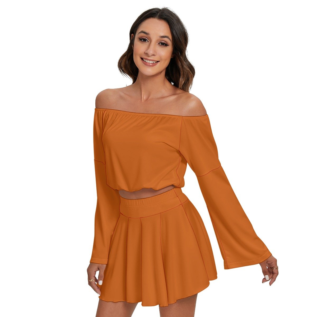 Off-shoulder Top And Skirt Set - Image 3