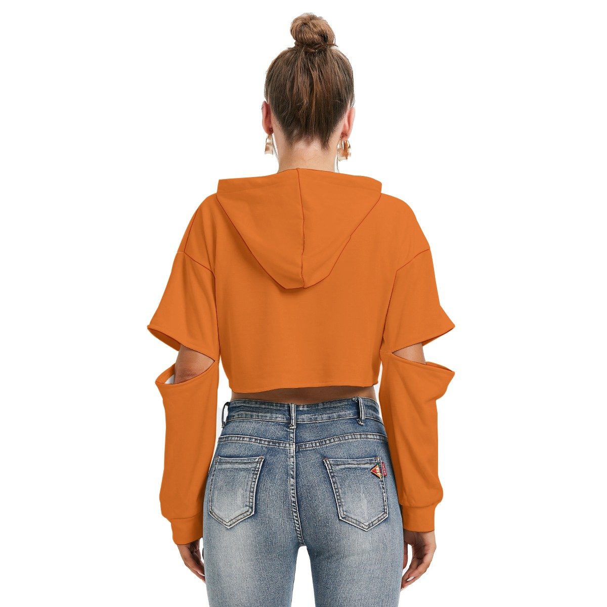 Fleece Hoodie With Hollow Out Sleeve - Image 3