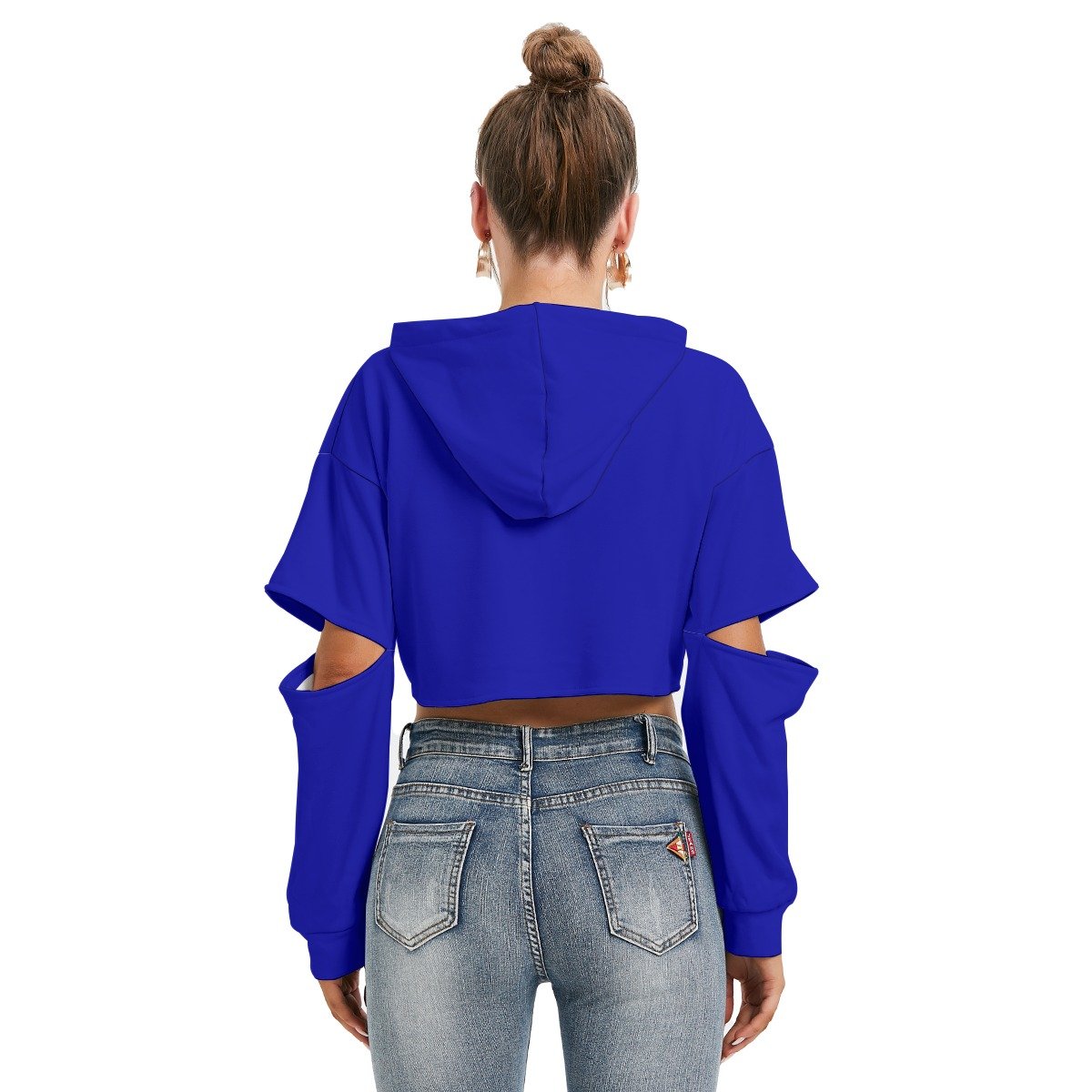 Fleece Hoodie With Hollow Out Sleeve - Image 4
