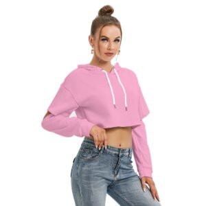 Fleece Hoodie With Hollow Out Sleeve