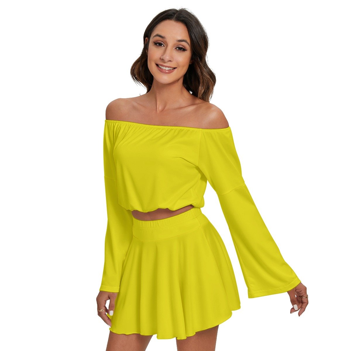 Off-shoulder Top And Skirt Set - Image 2