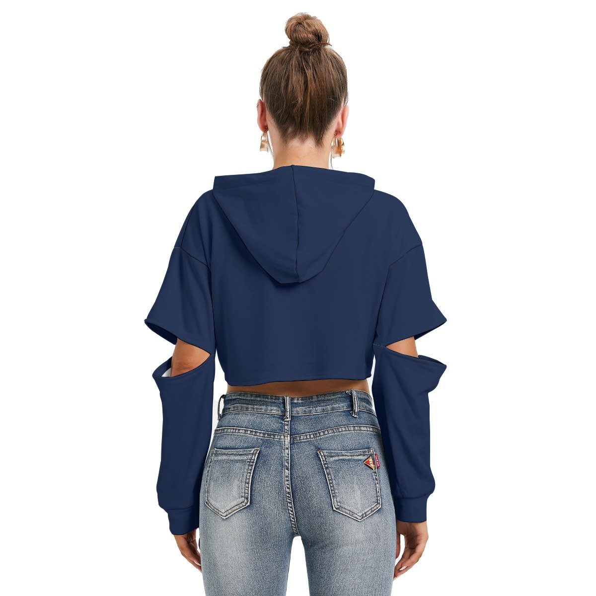 Fleece Hoodie With Hollow Out Sleeve - Image 4