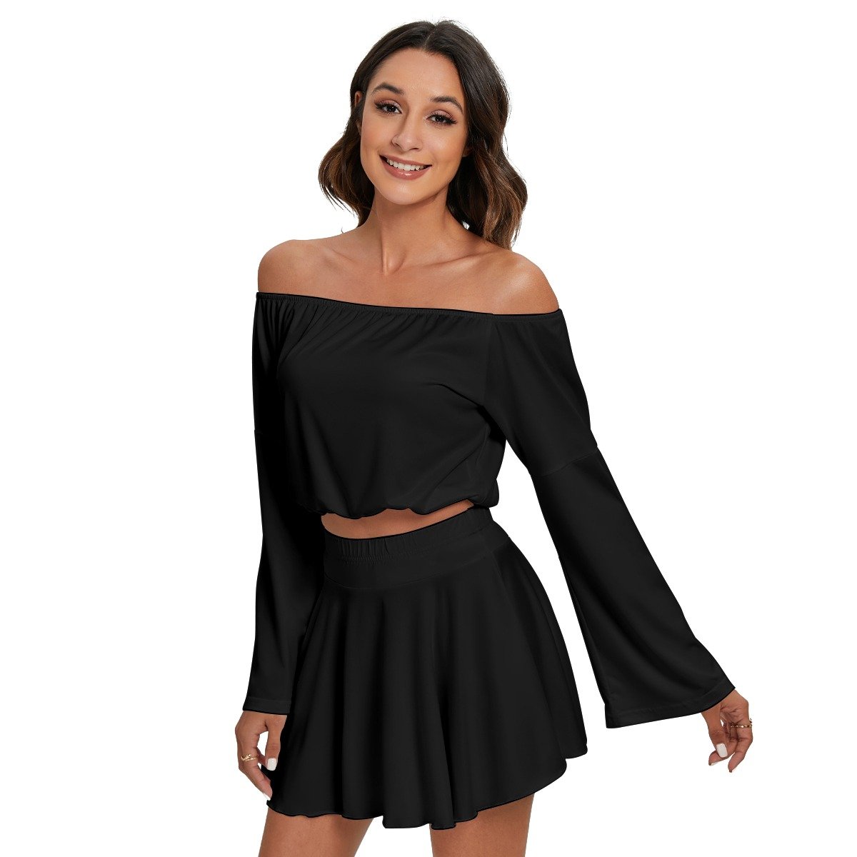 Off-shoulder Top And Skirt Set - Image 2