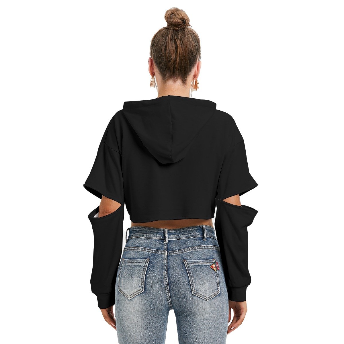 Heavy Fleece Hoodie With Hollow Out Sleeve - Image 3