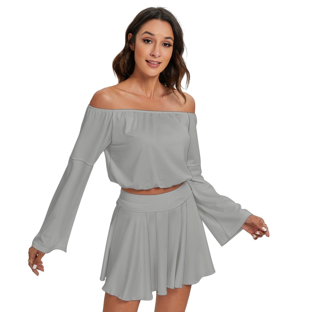 Off-shoulder Top And Skirt Set