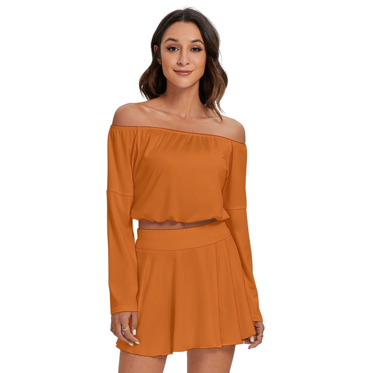 Off-shoulder Top And Skirt Set - Image 2
